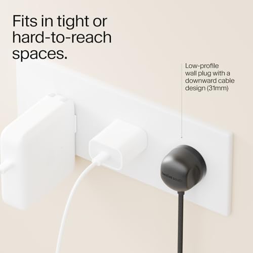 Twelve South Power Cord 30 W USB-C Fast Charger with 4 ft Tangle-Free Cable and Compact Wall Adapter – Universal Compatibility for i Phone, i Pad, Samsung, Mac Book Air & More – Sleek Slate Design for Home & Travel Efficiency