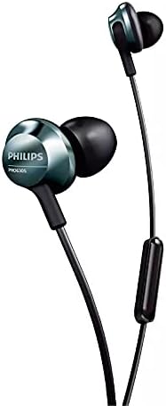 Philips PRO6305 High-Resolution In-Ear Headphones with Built-in Microphone – Noise Isolating Ergonomic Earbuds, Customizable Fit with 3 Ear Cap Sizes, Perfect for Audiophiles and Everyday Use, Sleek Black/Silver Design for Enhanced Listening Experience