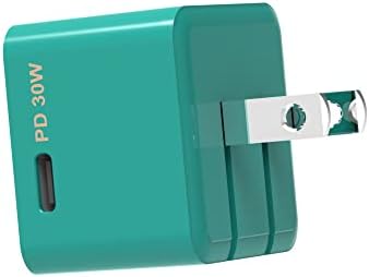 Rapid X Porto Uno USB-C 30 W PD Power Adapter – Compact Fast Wall Charger for i Phone 15, i Pad Pro, Samsung & More – Foldable Design with Side Port for Easy Travel – Enhanced Speed & Universal Compatibility in Sleek Teal Finish