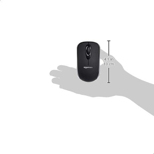 Wireless Silver Optical Mouse by Amazon Basics – 2.4 GHz Connection with USB Nano Receiver for Effortless Navigation and Ergonomic Comfort in Home & Office Use