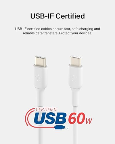 Belkin Boost Charge USB-C to USB-C Fast Charging Cable – 1 M (3.3 ft) Durable Power Cable for i Phone 16, Galaxy S25, Nintendo Switch 2 & More – Sleek Black Design for Quick Connectivity and Everyday Portability