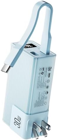 Compact Miady Power Bank with Built-in Foldable Wall Plug – 10,000 m Ah PD 30 W Fast Charging Portable Charger with USB-C and LED Display for i Phone & Galaxy Smartphones – Ultimate Travel Essential for On-the-Go Power Solutions