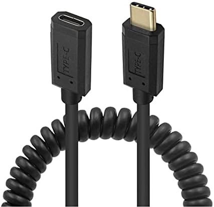 Qaoquda Premium Coiled USB 3.1 Type C Cable – 4 FT Stretchable USB-C Male to Female Spring Cable for 10 Gbps Fast Data Transfer and 3 A Rapid Charging – Ideal for Laptops, Smartphones, and Tablets – Tangle-Free Design for Enhanced Durability and Ergonomic Workspace Management