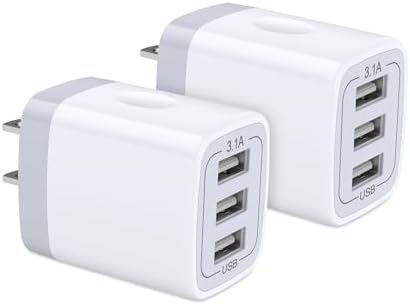 Hootek 3-Port USB Wall Charger – Dual Pack Quick Charge Power Adapter for i Phone 16/15/14/13/12/11, Samsung Galaxy S24/S23 – Fast Charging Station with 3.1 A Output, Compact Travel-Friendly Design, Multi-Device Compatibility for Home & Office Use