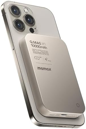 MOMAX 5000 m Ah Ultra-Slim Magnetic Power Bank – 0.3-Inch Portable Charger with 20 W Fast Wired & 15 W Wireless Charging, Compatible with Mag Safe and i Phone 15/14/13/12 Series, Includes USB-C Cable, Black – Lightweight Travel Companion with Strong N52 Magnet for Optimal Alignment & Advanced Safety Features for Secure Charging