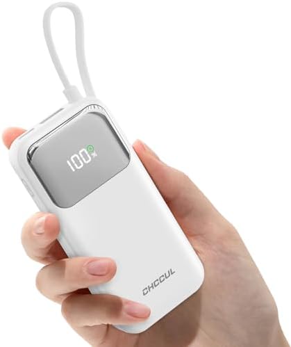 10,000 m Ah Portable Power Bank with Integrated USB-C Cable – Ultra-Fast Charging Solution for i Phone 16/15, Mac Book, Galaxy, i Pad & Air Pods – Your Essential Travel Power Companion with Superior Device Compatibility and Speed