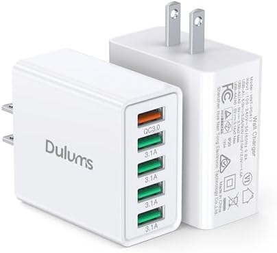 50 W Multiport USB Wall Charger Block – Dual Pack 5-Port Fast Charging Adapter with QC 3.0 Technology for i Phone 16/15/14 Pro Max, i Pad, Galaxy, Android – Compact & Safe Power Solution for Multi-Device Convenience