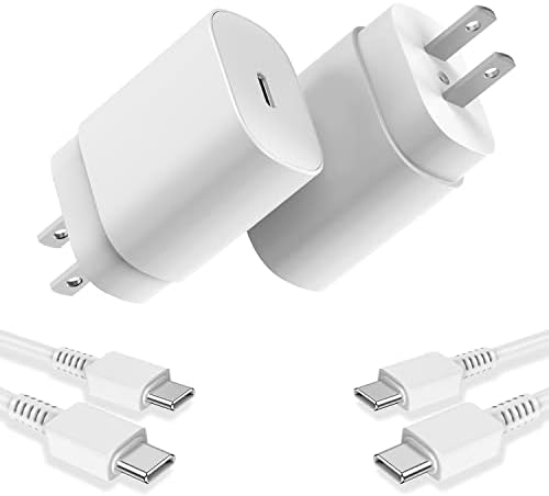 Ultra-Fast 25 W PD Type C Charger Duo with 6 ft USB-C Cables – Essential Charging Set for Android Galaxy S25, S24, S23, S22, S21, Note Series – Compact Design, Enhanced Safety Features, Ideal for Home & Travel