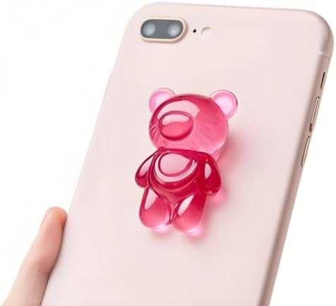 Whimsical 3 D Gummy Bear Phone Grip Stand – Portable Magnetic Finger Holder for Enhanced Stability and Comfort – Cute Collapsible Anti-Slip Design for Cellphones & Tablets – Vibrant Pink Color for Fun, Functional Style – Effortless Attachment & Removal for On-the-Go Convenience