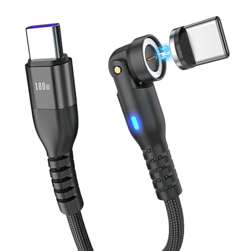 Revolutionary 6 FT USB C to C Charge Cable with Removable Magnetic Adapter – Experience PD100 W Fast Charging & 480 Mbps Data Transmission with 180° & 360° Rotating Design for Effortless Connection and Tangle-Free Use – Enhanced Compatibility for Laptops, Tablets, and Smartphones in Sleek Black Finish