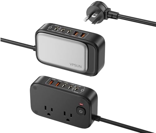 Effortless Power: 65 W USB Charging Station with Surge Protection – 5 FT Flat Extension Cord for Travel, Home, Office & School – Multi-Device Charging Hub for Fast, Safe Energy Delivery – Lightweight & Compact Design for Ultimate Portability