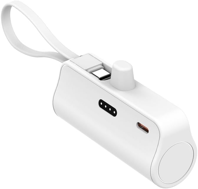 Lin Tek Ultra-Compact 5000 m Ah USB C Lightning Portable Charger – Essential Travel Power Bank for i Phone 11 to 16 Series, Sleek Design in White, Black, and Pink – Rapid Charging & Dual Output Compatibility for On-the-Go Convenience