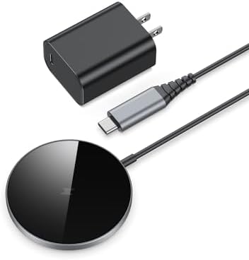 NANAMI Magnetic Wireless Charging Pad – Premium Fast Charger for i Phone 16/15/14/13/12 & Air Pods 3/2/Pro/Pro 2 with 20 W PD USB-C Adapter – Sleek Design for Effortless Charging & Enhanced Compatibility