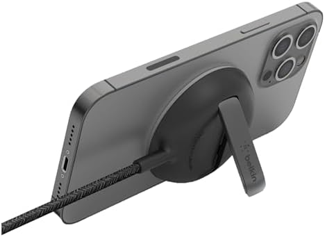 Belkin Boost Charge Pro 15 W Magnetic Wireless Charging Pad with Pop-Up Stand – Qi2-Certified Fast Charger for i Phone 16 Series, Samsung Galaxy S25, and Air Pods – Includes 20 W Power Supply – Eco-Friendly Design with 75% Recycled Materials – Optimal Charging Solution for Home and On-the-Go