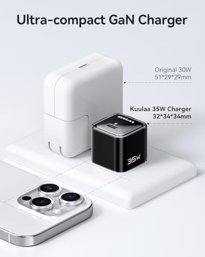 Kuulaa 35 W Ga N USB C Charger Block – Ultra-Compact Fast Charging Adapter for i Phone 16/15/14/13 & Galaxy S25/S24/S23 – Advanced PPS Technology for Customized Power Delivery – Perfect for Travel and Daily Use with Enhanced Safety Features