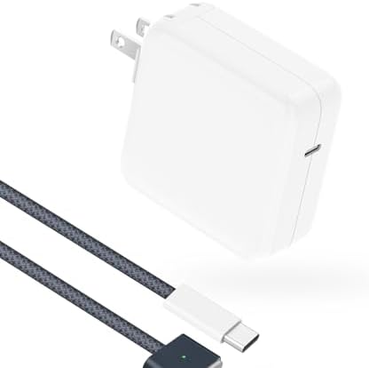 Compact Power Adapter for Mac Book Pro & Air – 6.6 FT Braided USB-C Charger with LED Indicator, Starlight Finish, Fast Charging for 2021-2025 Models, Enhanced Safety Features, Reliable Performance for Home & Travel Use