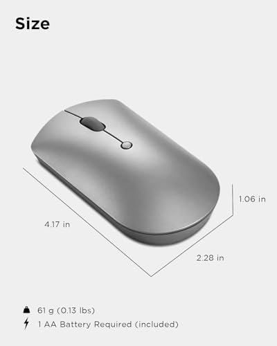 Lenovo Go Multi-Device Wireless Mouse – Versatile Dual Connectivity Bluetooth Optical Mouse with USB-C Rechargeable Battery, Adjustable DPI, Qi Charging, and Ambidextrous Design in Sleek Grey – Perfect for Multitaskers and Professionals
