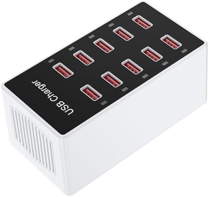 Multi-Device USB Charging Hub with 10 High-Speed Ports – Smart Plug Power Strip for i Phone 15/14/13, i Pads, Galaxy Watches & Android Phones – Ultimate Fast Charging Solution for Home & Office Efficiency