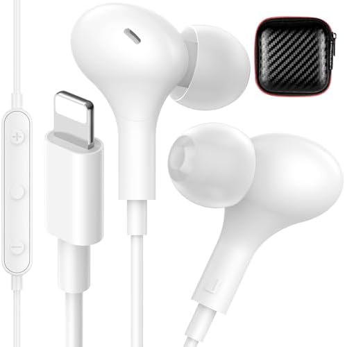Transform Your Sound Experience with i Mangoo MFi-Certified Lightning Wired Earbuds – Magnetic In-Ear Headphones Featuring Exceptional Hi-Fi Bass, Customizable Comfort with 3 Ear Tip Sizes, and Advanced Noise Isolation Technology for i Phone 14 Plus, 13, 12, 11 Pro Max – Ideal for Active Lifestyles, Daily Routines, and Relaxation Moments