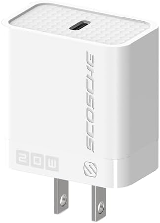 Scosche SHPDC20 20 W USB-C Fast Charging Wall Charger with 4 FT USB-C to Lightning Cable – Universal Compatibility for i Phone 12-16, i Pad, and Type-C Android Devices – Compact and Durable Power Solution for Home and Travel