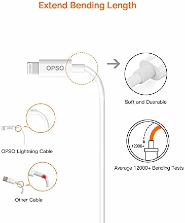 OPSO 3.3 ft MFi Certified Lightning Cable – High-Speed USB A to Lightning Connector for i Phone 14/13/12/11/XS/XR/8/7/6 – Durable, Flexible Charging Solution with Enhanced Compatibility and Stylish White Design – Ideal for Home, Office, and On-the-Go Charging Needs