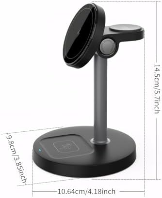 2025 Premium 3-in-1 Wireless Charging Station for i Phone 16/15/14/13/12, Apple Watch 9/Ultra 2, and Air Pods | 20 W Fast Charger with Mag-Safe Alignment, Sleek Black Bedside Dock for Enhanced Device Organization and Efficiency