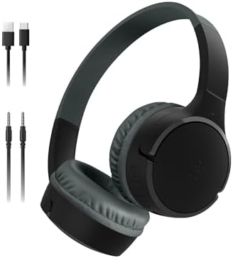 Belkin Sound Form Mini Kids Wireless Bluetooth Headphones – Safe 85 d B Volume Control, 30-Hour Playtime, Built-In Microphone – Lightweight On-Ear Style for i Phone, i Pad, Fire Tablet & More – Ideal for Learning, Entertainment & Safe Listening