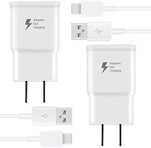 Rapid Charge Duo: Adaptive Fast Charging Kit with 5 ft USB Type C Cable – Compatible with Samsung Galaxy Series & Note Models – Reliable, Efficient Power Delivery for Home & Office Use – Enhance Device Longevity & Performance – 2 Pack Charger Block for Ultimate Convenience