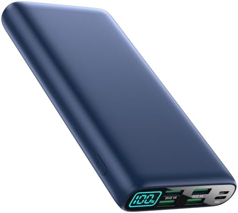 High-Capacity 38800 m Ah Portable Power Bank with LCD Display – Multi-Device Charger Featuring 5 USB Outputs and USB-C Connectivity for Fast Charging – Ideal for i Phone 16/15/14/13 Pro, Samsung Galaxy, Pixel, and Nexus – Ultimate On-the-Go Charging Solution in Blue