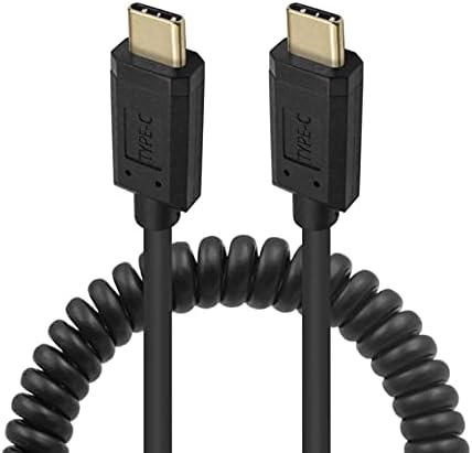 Qaoquda Premium Coiled USB 3.1 Type C Cable – 4 FT Stretchable USB-C Male to Female Spring Cable for 10 Gbps Fast Data Transfer and 3 A Rapid Charging – Ideal for Laptops, Smartphones, and Tablets – Tangle-Free Design for Enhanced Durability and Ergonomic Workspace Management