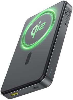 Baseus Magnetic Portable Charger for i Phone – 5,000 m Ah Qi2 Certified Wireless Power Bank with 15 W Mag Safe Compatibility & 20 W USB-C Fast Charging for i Phone 16/15/14/13/12 – Sleek, Lightweight Design for On-the-Go Power Solutions