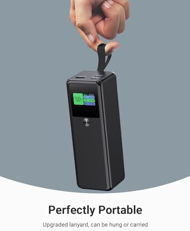 High-Power 140 W Portable Charger | 27600 m Ah 3-Port PD3.1 Power Bank for Universal Device Charging | Fast Charging for i Phone 12/13/14/15/16 Series, Mac Book, Samsung, Dell XPS, Steam Deck | LCD Display, Compact Design with Lanyard for Travel Safety | Ultimate Charging Solution for Camping, Hiking, and Vacations