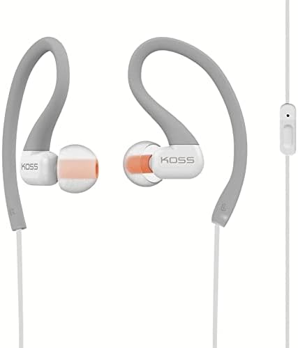 Koss KSC32 i Gry In-Ear Sport Clip Headphones – Ultra-Lightweight Sweat-Resistant Earbuds with In-Line Microphone for Active Lifestyles – Exceptional Sound Clarity and Secure Fit for Workouts and Daily Use