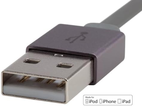 Monoprice 112958 Certified Flat Lightning to USB Cable – 4 ft Gray | Enhanced Durability and High-Speed Sync for i Phone & i Pad | Tangle-Free Design for Home, Office, and Travel | Compatible with i Phone Models X, 8, 7, 6, 5 S & i Pad Pro | Reliable Charging Accessory for Everyday Use