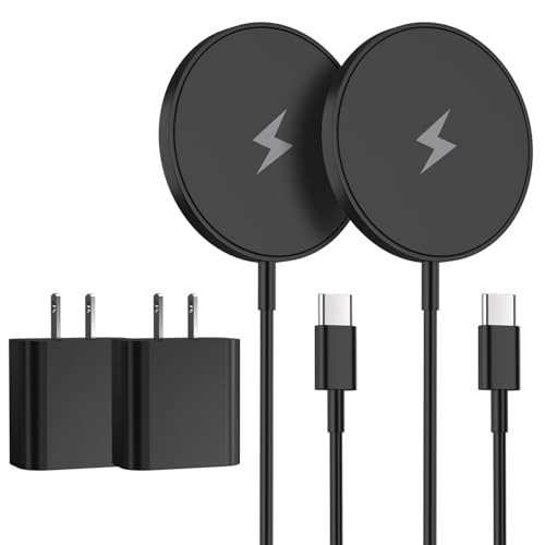 Innovative 15 W Magnetic Wireless Charger for i Phone – 2-Pack Fast Charging Pad with 20 W PD Adapter, 6-Foot Cable, and Enhanced Safety Features for i Phone 16/15/14/13/12 & Air Pods – Ultra-Slim, Portable, and Efficient Charging Solution for Home, Office, or Travel