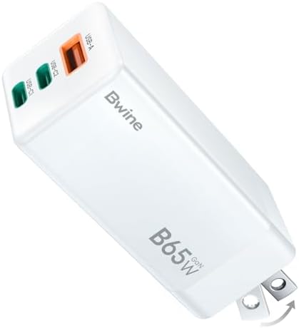 Bwine 65 W Ga N USB-C Charger: Ultra-Compact, Multi-Port Fast Charging Adapter for i Phone 16, Galaxy S24, Note 20/10+, Drones – Smart Travel Power Solution for Quick Device Charging Anywhere