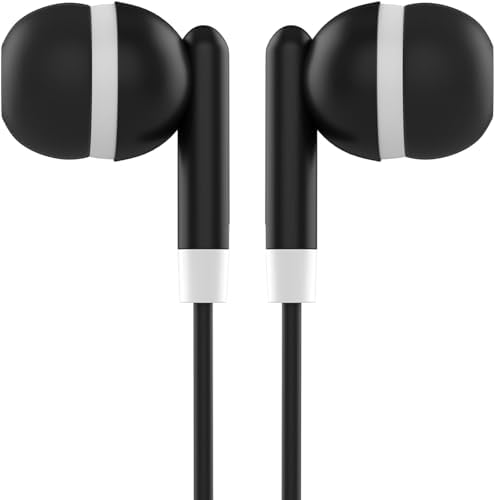 Maeline 20-Pack Tangle-Free Stereo Earbuds – Premium Wired Headphones for K-12 Classrooms, Libraries, Travel, and Fitness – High-Fidelity 3.5 mm Compatibility for Phones, Tablets, and Laptops – Sleek Jet Black Design for Ultimate Convenience and Storage Efficiency