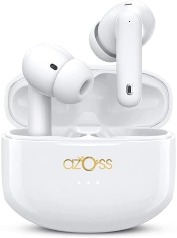 Azoss Bluetooth 5.3 Clip-On Wireless Earbuds – Advanced Active Noise Cancelling for Superior Sound Clarity, 48-Hour Battery Life, IPX7 Waterproof, Hands-Free Microphone for Seamless Communication – Ideal for Fitness, Commuting, and Leisure Activities