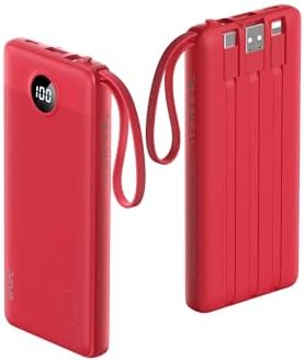 VRURC 10,000 m Ah Slim Power Bank – Ultimate Multi-Device Portable Charger with Built-in Cables, 5 Outputs & Dual USB-C Inputs for i Phone, Samsung, Android – Travel Essential for On-the-Go Power Solutions