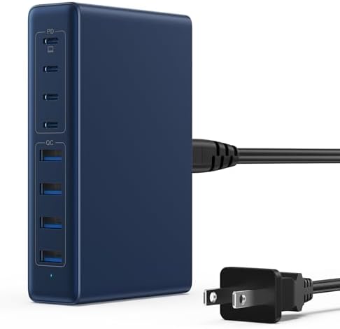 200 W Ga N IV USB-C Charging Hub: 8-Port Fast Charging Station with PD 65 W for Laptops, i Phones, i Pads, and Steam Deck – Compact & Efficient Power Adapter in Striking Red for Ultimate Device Versatility