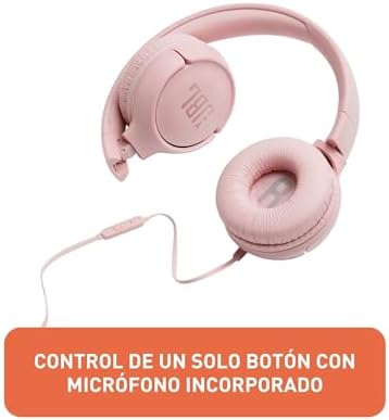 JBL Tune 500 Wired On-Ear Headphones – Lightweight, Portable Design with Pure Bass Audio for Optimal Sound Quality, Tangle-Free Cable for Easy Storage, One-Button Mic for Effortless Hands-Free Calling & Voice Activation – Perfect for Daily Use and Travel (Black)