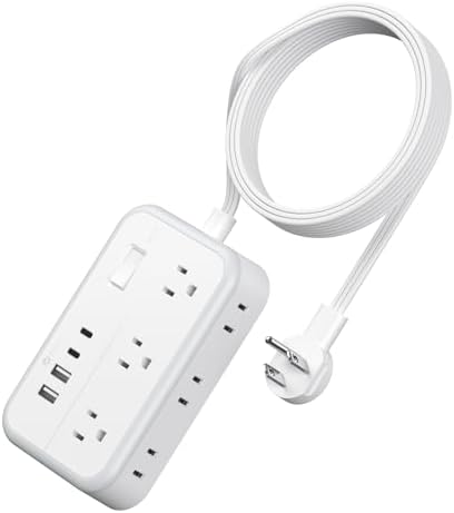 NTONPOWER 6-Outlet Surge Protector Power Strip with 4 USB Charging Ports, Including 2 USB-C Fast Chargers, 5-Foot Flat Plug Extension Cord for Home, Office & Dorm Room – Ultimate Device Protection & Space-Saving Solution