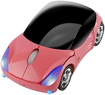 Sporty Pink Wireless Car-Shaped Optical Mouse – Portable 1600 DPI Mini Wireless Mice with USB Receiver for Laptop & Desktop – Ergonomic Design for Travel & Home Use – Unique Gift Idea for Tech Lovers