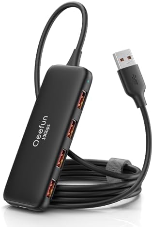 Revolutionize Your Connectivity with the Qeefun 4-Port USB 3.0 Hub – High-Speed 5 Gbps Data Transfer, Individual LED Power Switches, and 2 ft Extension Cable for Ultimate Flexibility – Perfect USB Splitter for Laptops, PCs, i Macs, and More! Enhance Your Workspace Efficiency and Control Multiple Devices Effortlessly!