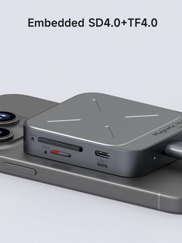 Hagibis 6-in-1 Magnetic USB C Hub for i Phone 16 & 15 Pro Max – Ultimate Type-C Docking Station with 100 W Power Delivery, 10 Gbps Data Transfer, SD/Micro SD Slots & AUX Port – Enhance Your Mac Book Pro, Air & i Pad Pro Connectivity Experience with High-Speed Versatility