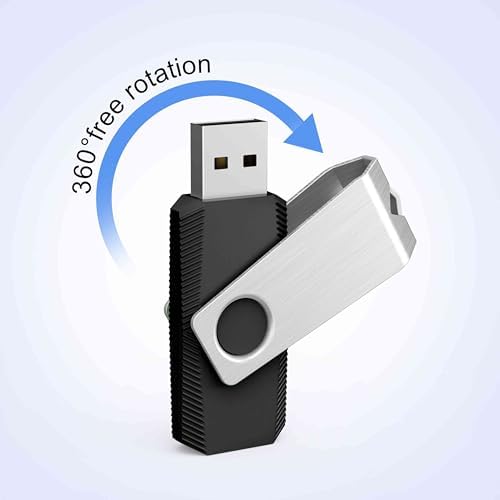 TOPESEL 10 Pack 16 GB USB 2.0 Flash Drives – Sleek Swivel Design for Effortless Data Transfer and Enhanced Compatibility – Ideal for Personal and Professional Use – Reliable Portable Memory Sticks in Classic Black – Perfect for Backups, File Sharing, and On-the-Go Storage