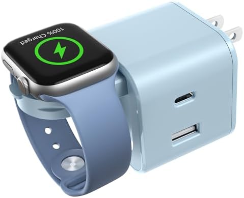 36 W Fast Charging Block for Apple Devices – Dual Port Wall Charger with Built-in Apple Watch Dock, Foldable Design for i Phone & Air Pods – Ultimate Compatibility and Portability for On-the-Go Users