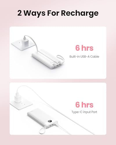 Sleek 10,000 m Ah Ultra-Slim Portable Power Bank – Essential Travel Charger with Integrated Cables, 5 Outputs & 2 Inputs, LED Battery Monitor – Universal Compatibility for i Phone & Android Devices – Chic Pink Design for Effortless On-the-Go Charging