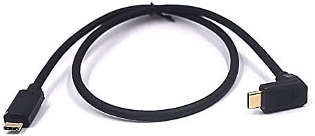 2 Feet 10 Gbps USB 3.1 Type C Cable – Versatile Male to Male Design with Angled Connectors for 4 K@60 Hz Monitors, Fast Data Transfer & Charging Capability, Durable High-Speed AV Connection for Home Office & Entertainment Setup