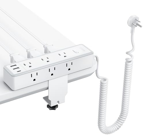 NTONPOWER 12-in-1 Desk Power Strip with 10 ft Extension Cord – 9 AC Outlets & 3 USB Fast Charging Ports, 1200 J Surge Protection, Wall or Desk Edge Mountable for Optimal Workspace Efficiency, Compatible with 2.68″ Tabletops – Enhance Your Productivity & Device Safety